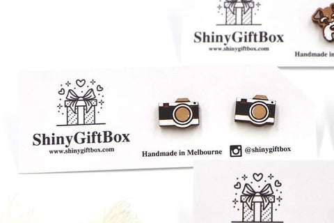 Camera Wooden Earrings